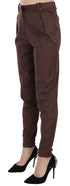 Just Cavalli Brown High Waist Tapered Formal Trousers Pants